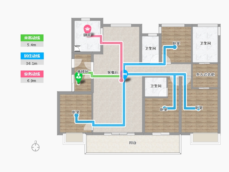 浙江省-宁波市-万象华府二期-131.99-户型库-动静线