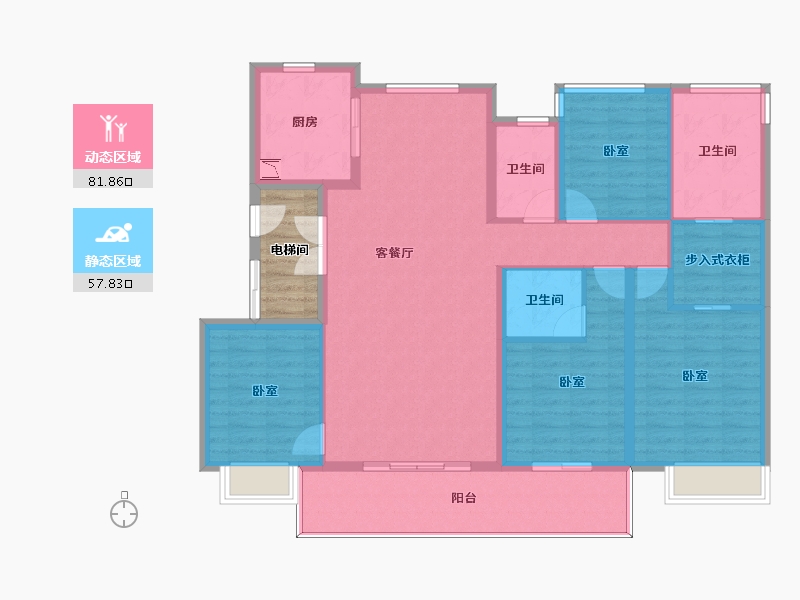 浙江省-宁波市-万象华府二期-131.99-户型库-动静分区