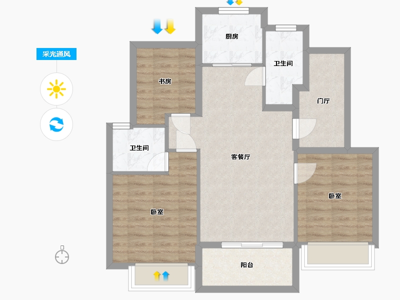 浙江省-杭州市-德信海德公园-74.23-户型库-采光通风