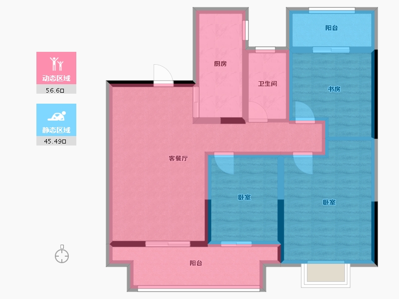 江苏省-扬州市-宏云东悦府-90.21-户型库-动静分区