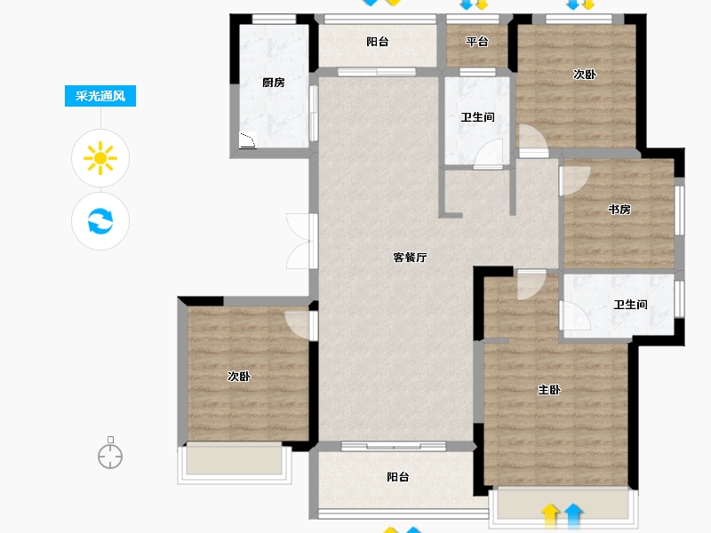 江苏省-徐州市-东方兰园-112.00-户型库-采光通风