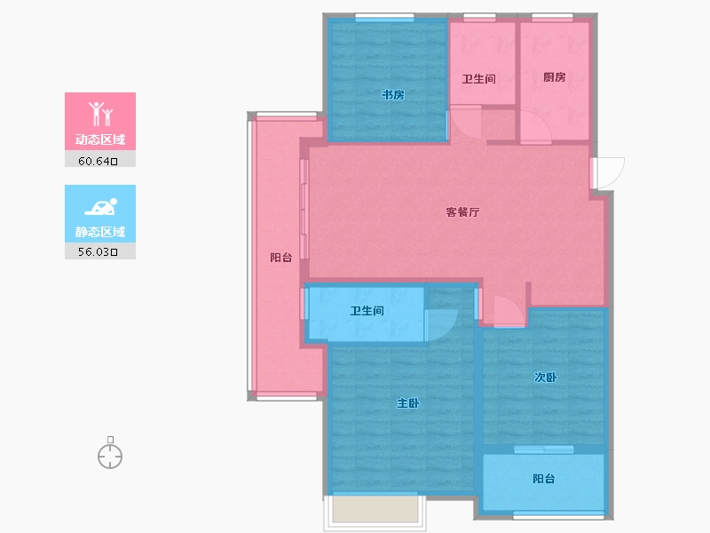 江苏省-淮安市-潮都望庄-105.00-户型库-动静分区