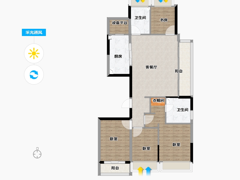 浙江省-丽水市-天阳中山邸-111.10-户型库-采光通风