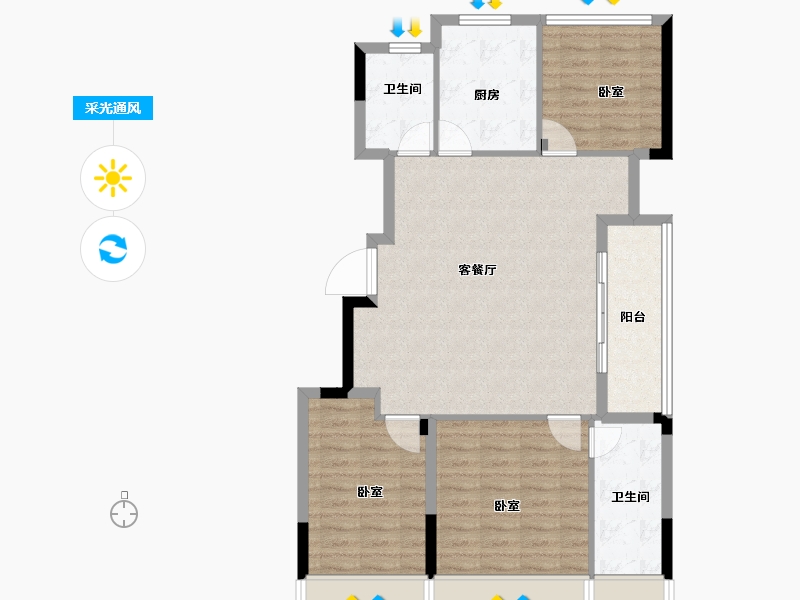 浙江省-金华市-金地中天风华东方-92.00-户型库-采光通风