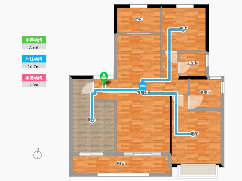 江苏省-扬州市-时润蓝湾-105.00-户型库-动静线