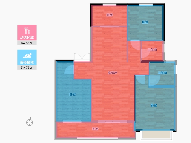 江苏省-扬州市-时润蓝湾-105.00-户型库-动静分区