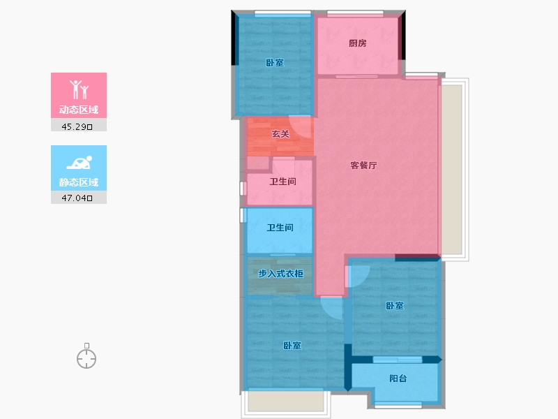 浙江省-湖州市-融创飞洲·太湖印Ⅱ-82.70-户型库-动静分区