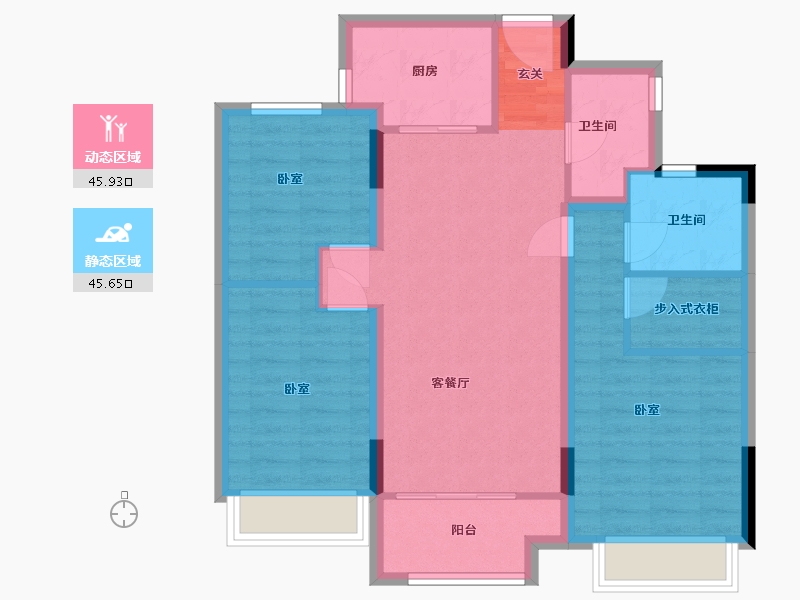 浙江省-湖州市-融创飞洲·太湖印Ⅱ-81.77-户型库-动静分区