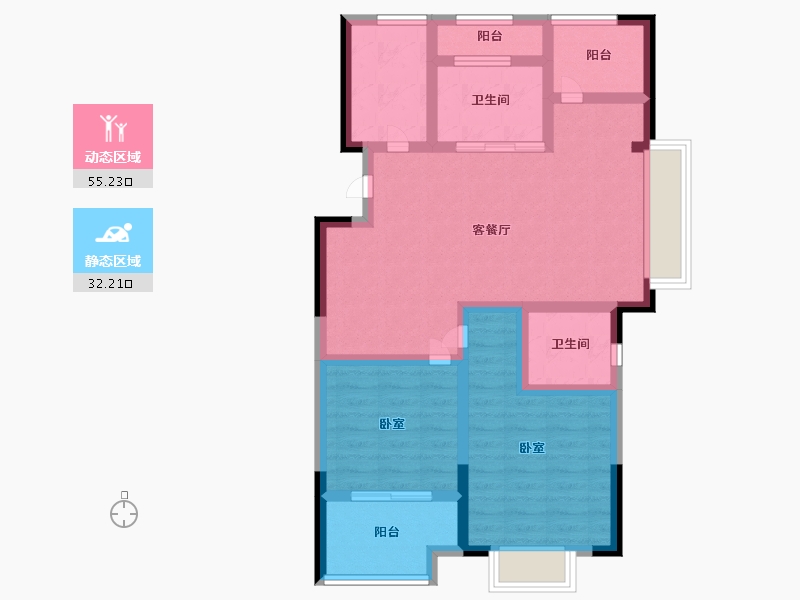 浙江省-宁波市-华景川万悦府-76.00-户型库-动静分区