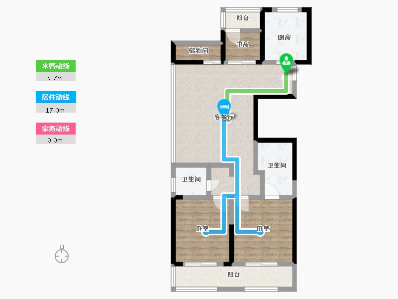 浙江省-宁波市-雅戈尔新湖景花苑-84.00-户型库-动静线