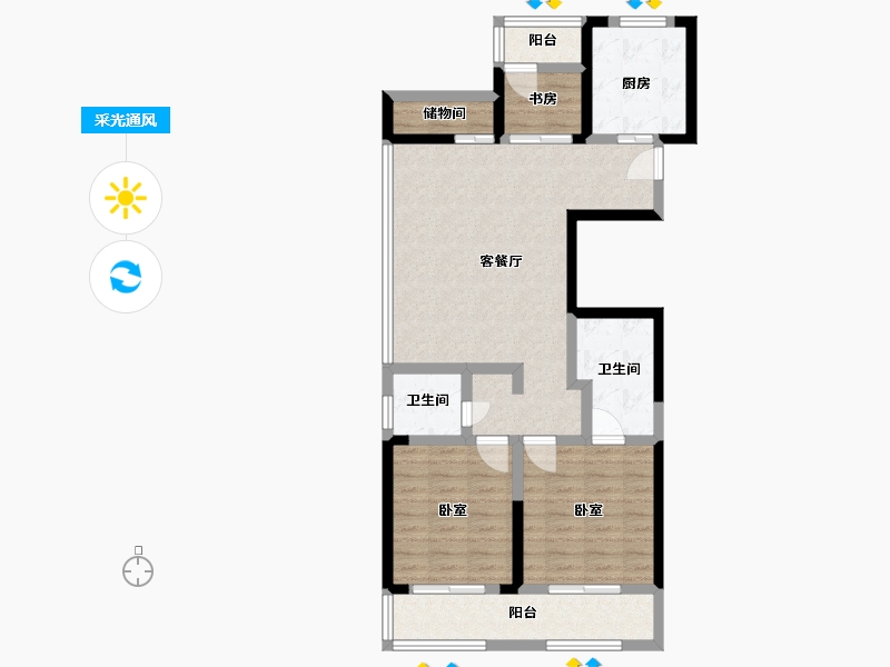 浙江省-宁波市-雅戈尔新湖景花苑-84.00-户型库-采光通风