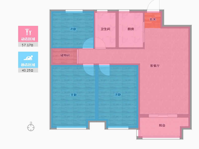 安徽省-滁州市-湖畔花园-90.00-户型库-动静分区