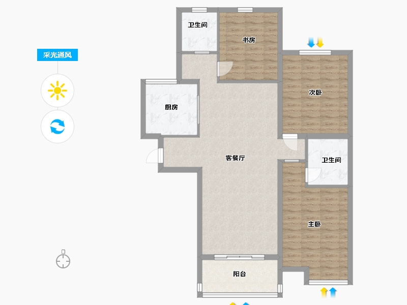 江苏省-淮安市-潮都望庄-104.00-户型库-采光通风