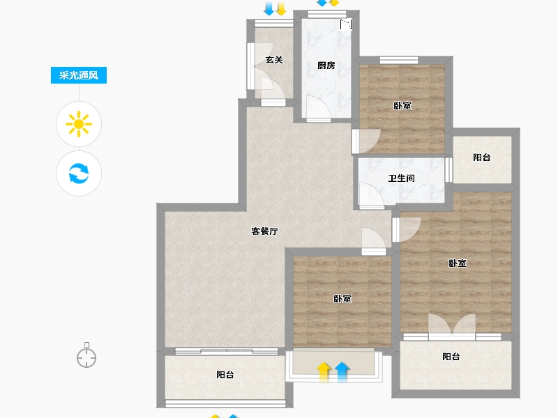 浙江省-湖州市-湖州恒大悦珑湾-89.00-户型库-采光通风