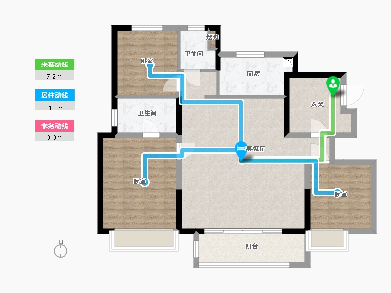 宁夏回族自治区-银川市-万科翡翠公园-96.81-户型库-动静线