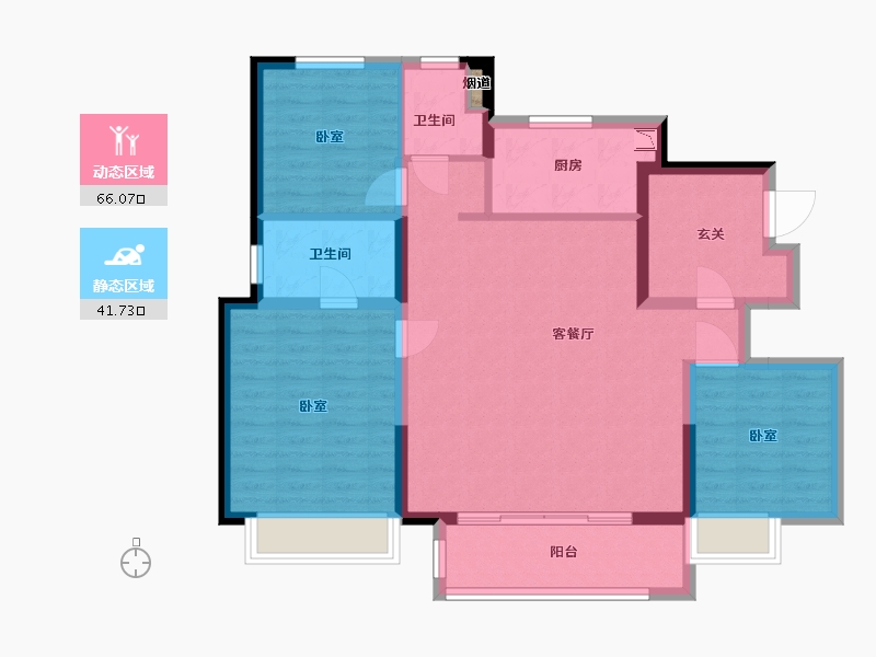 宁夏回族自治区-银川市-万科翡翠公园-96.81-户型库-动静分区