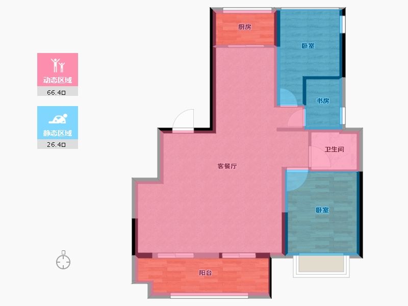 安徽省-亳州市-北京城房时代樾府-84.09-户型库-动静分区