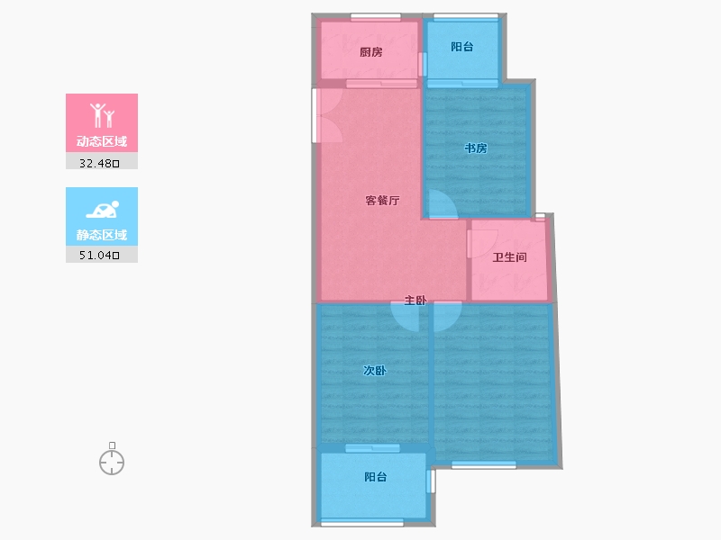 浙江省-台州市-书香一品-75.99-户型库-动静分区