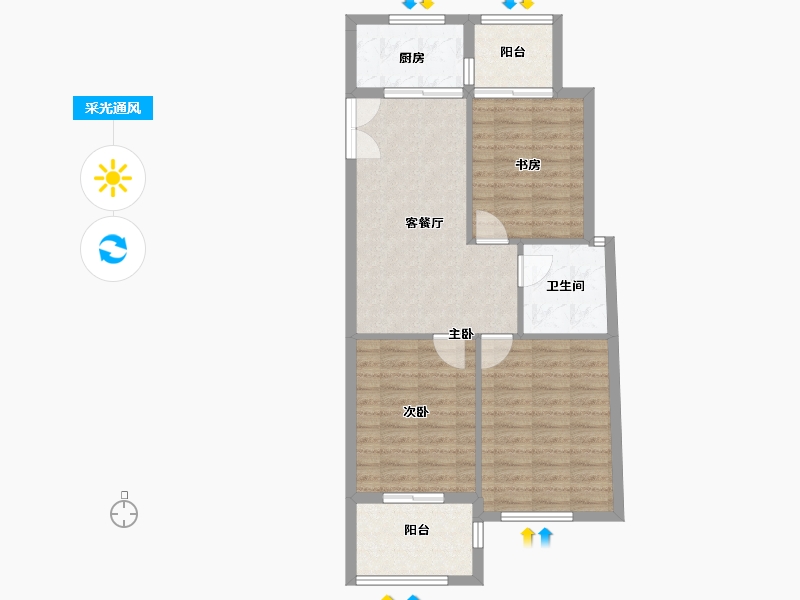 浙江省-台州市-书香一品-75.99-户型库-采光通风