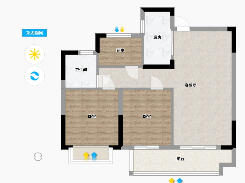 浙江省-宁波市-绿地尚湾-71.01-户型库-采光通风