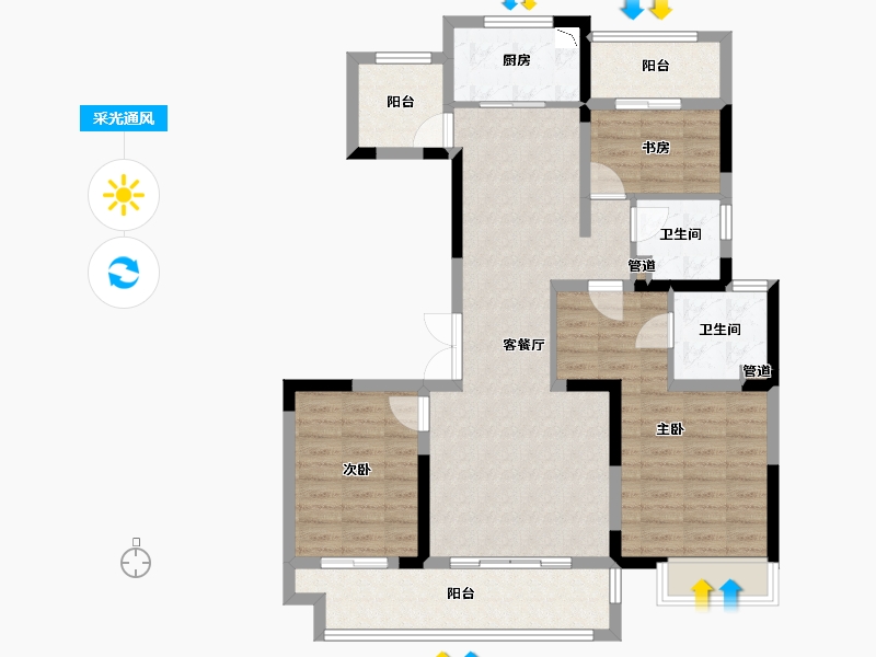 江苏省-泰州市-世茂璀璨泱颂-96.01-户型库-采光通风