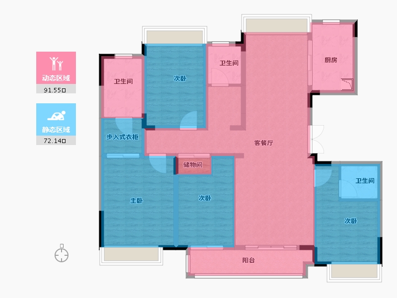 江苏省-徐州市-观澜别院-147.58-户型库-动静分区