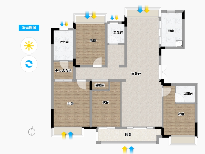 江苏省-徐州市-观澜别院-147.58-户型库-采光通风