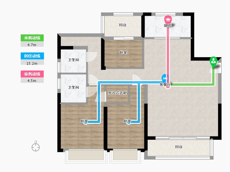 浙江省-宁波市-雅戈尔新湖景花苑-102.99-户型库-动静线