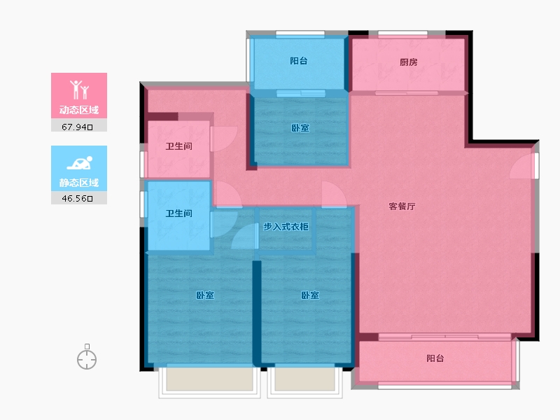 浙江省-宁波市-雅戈尔新湖景花苑-102.99-户型库-动静分区