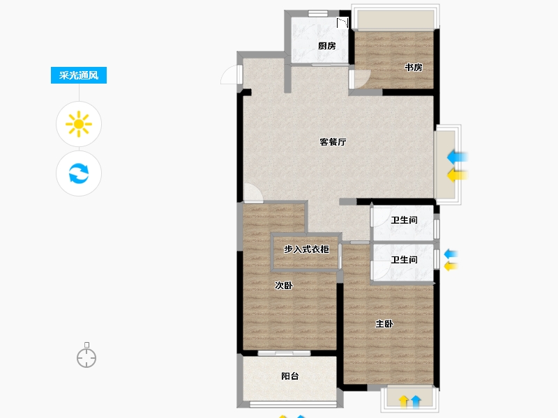 江苏省-淮安市-建华观园-公园道-100.50-户型库-采光通风