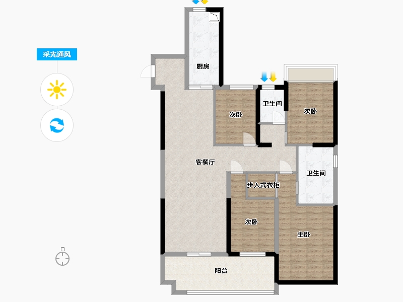 江苏省-淮安市-建华观园-公园道-121.60-户型库-采光通风