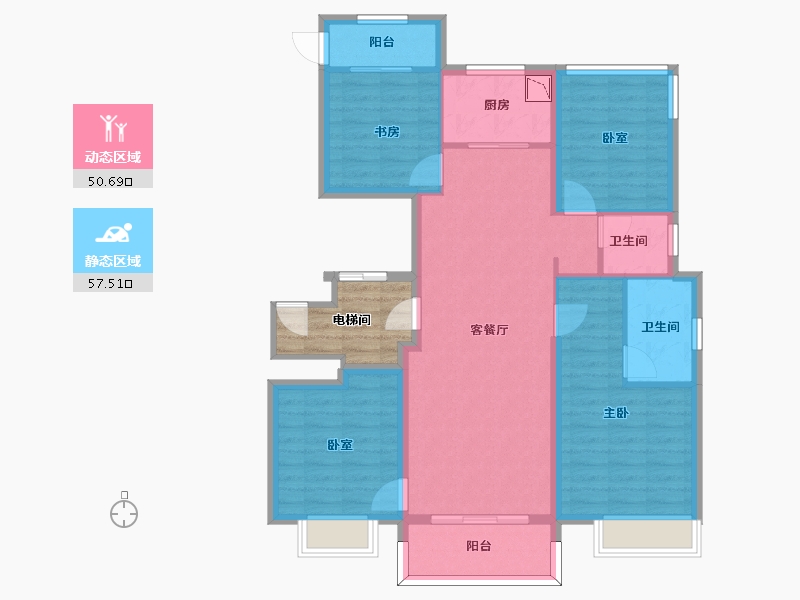 浙江省-宁波市-万象华府二期-103.00-户型库-动静分区