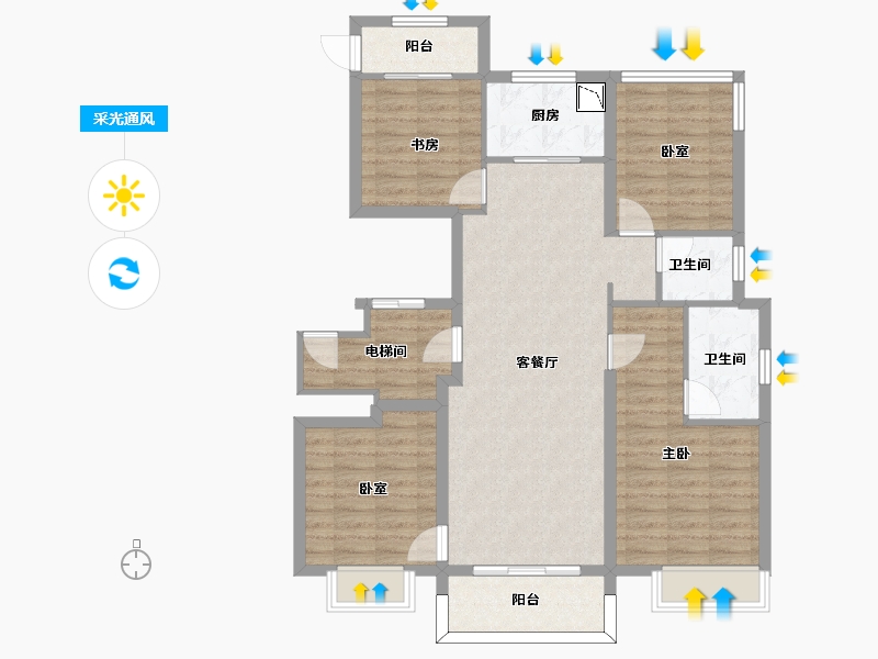 浙江省-宁波市-万象华府二期-103.00-户型库-采光通风