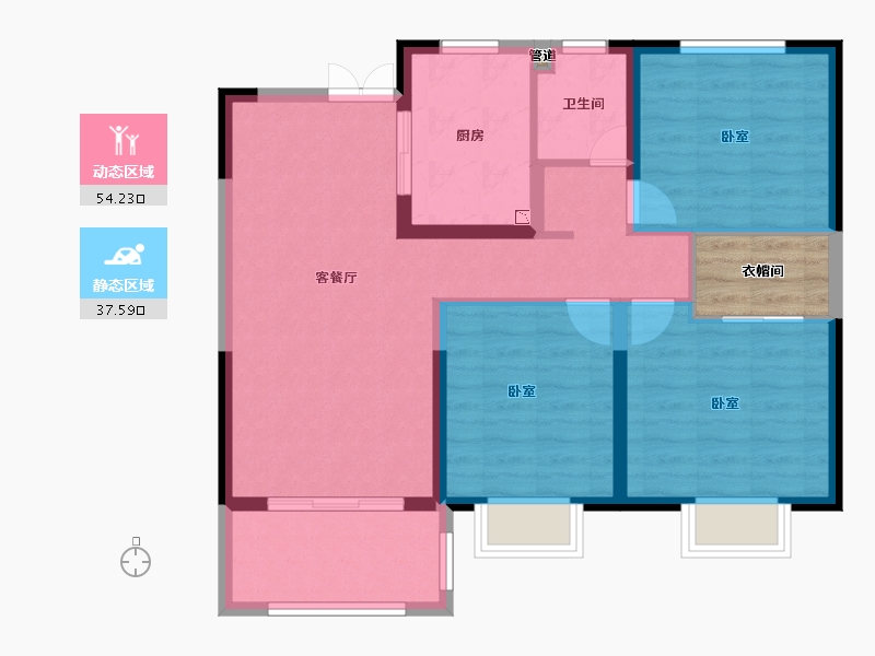 安徽省-淮南市-中电科·八号院-86.01-户型库-动静分区