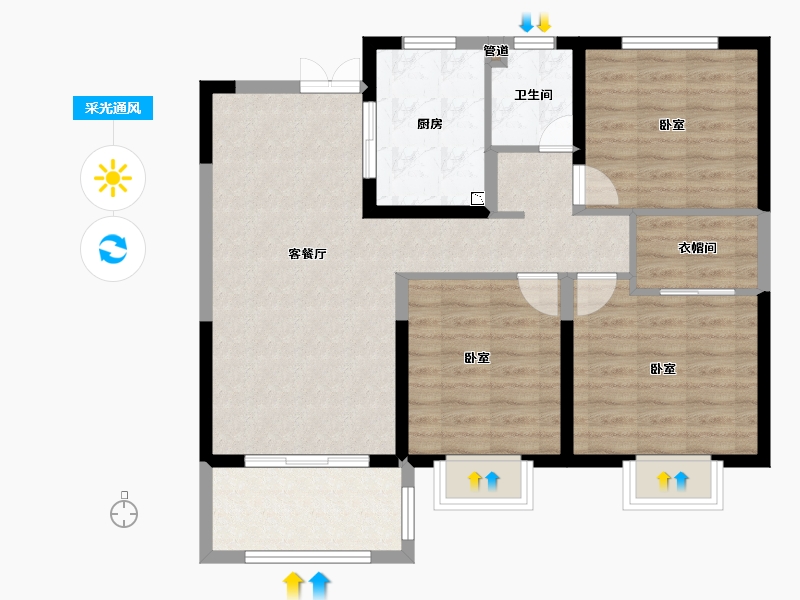 安徽省-淮南市-中电科·八号院-86.01-户型库-采光通风