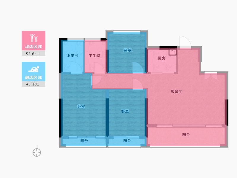 浙江省-温州市-中梁柏悦湾-87.00-户型库-动静分区