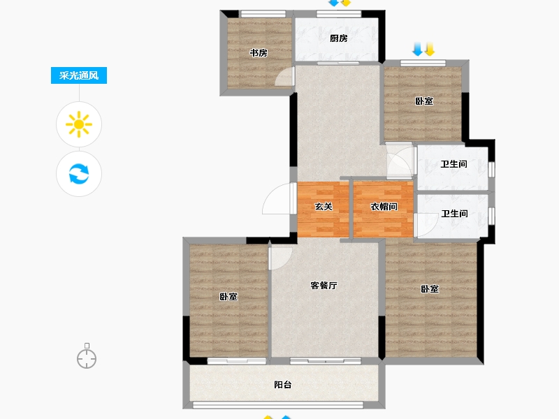 浙江省-温州市-德信大发麓湖湾-103.00-户型库-采光通风