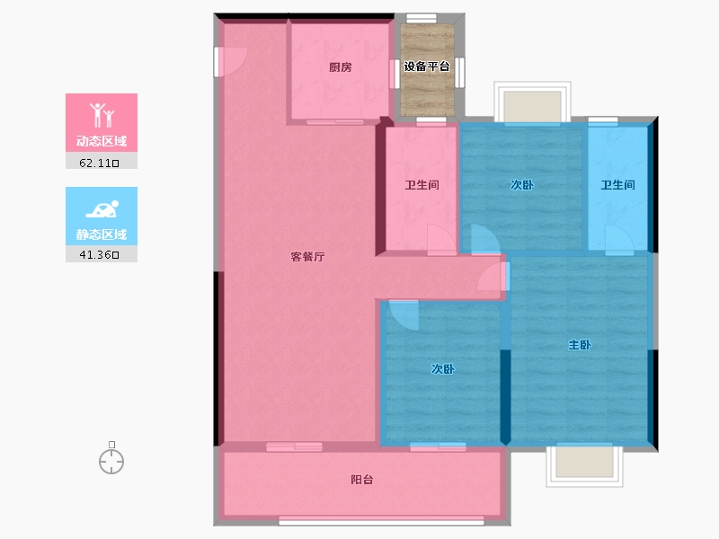 江苏省-南通市-碧桂园公园星荟-96.00-户型库-动静分区