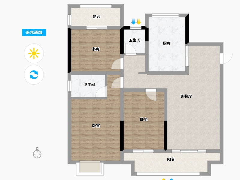 江苏省-扬州市-宏云东悦府-109.00-户型库-采光通风