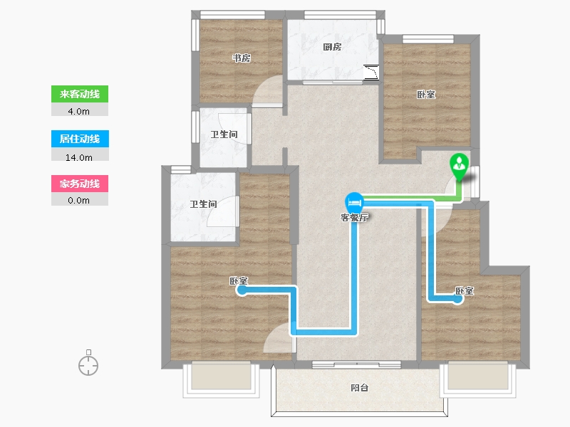 浙江省-宁波市-万象华府二期-88.00-户型库-动静线