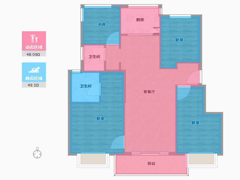 浙江省-宁波市-万象华府二期-88.00-户型库-动静分区