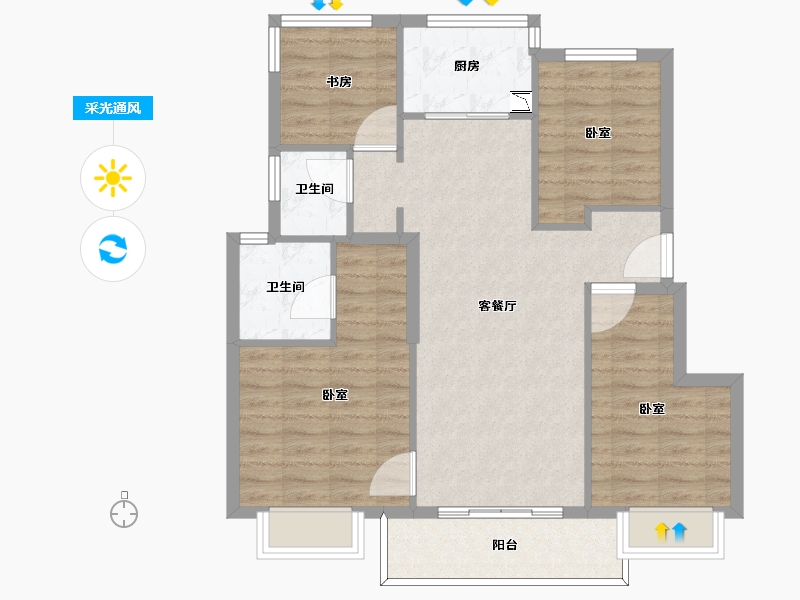 浙江省-宁波市-万象华府二期-88.00-户型库-采光通风