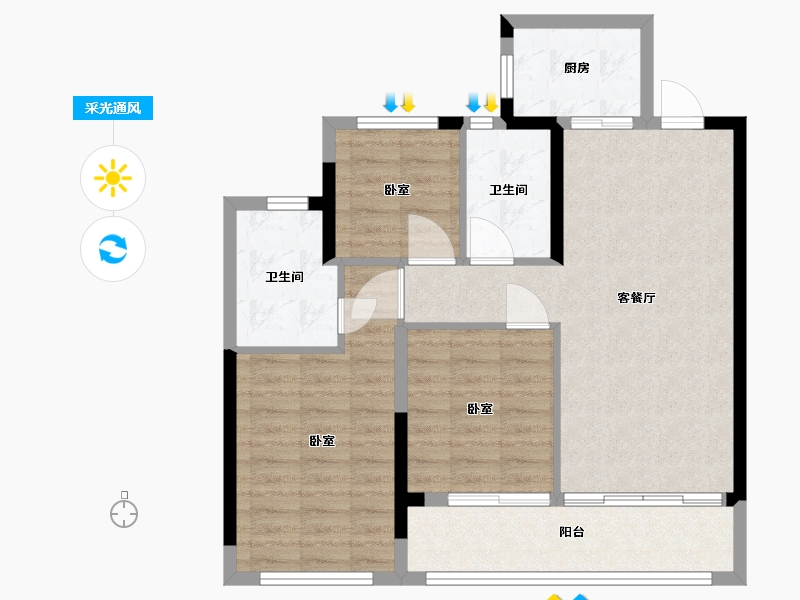 浙江省-温州市-德信大发麓湖湾-79.00-户型库-采光通风