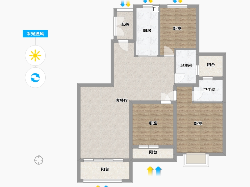 浙江省-湖州市-湖州恒大悦珑湾-102.00-户型库-采光通风