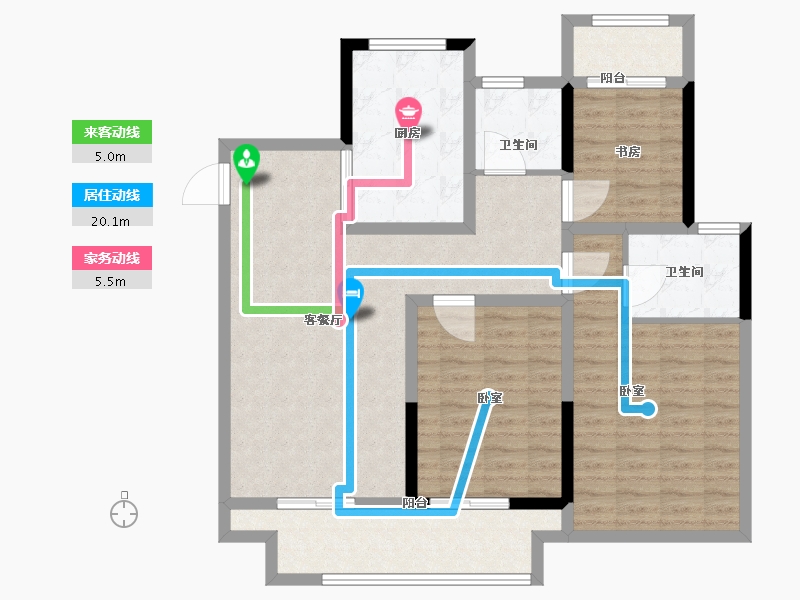 江苏省-扬州市-宏云东悦府-104.01-户型库-动静线