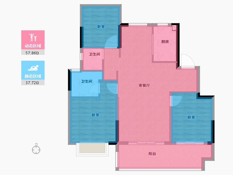 安徽省-合肥市-中梁世茂十里晴川-86.00-户型库-动静分区