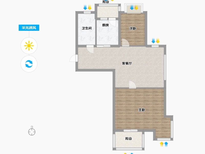 江苏省-淮安市-海通花园银座-87.86-户型库-采光通风