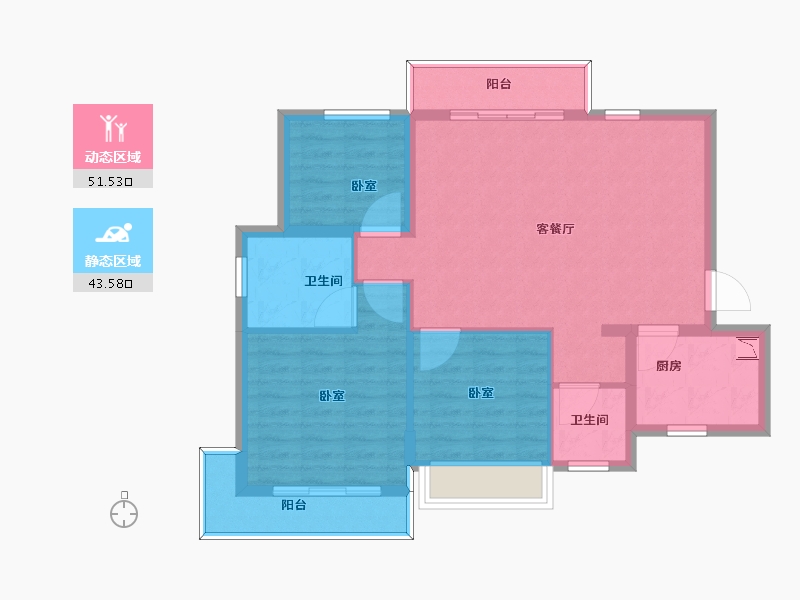 浙江省-宁波市-万年卡美丽亚-86.00-户型库-动静分区