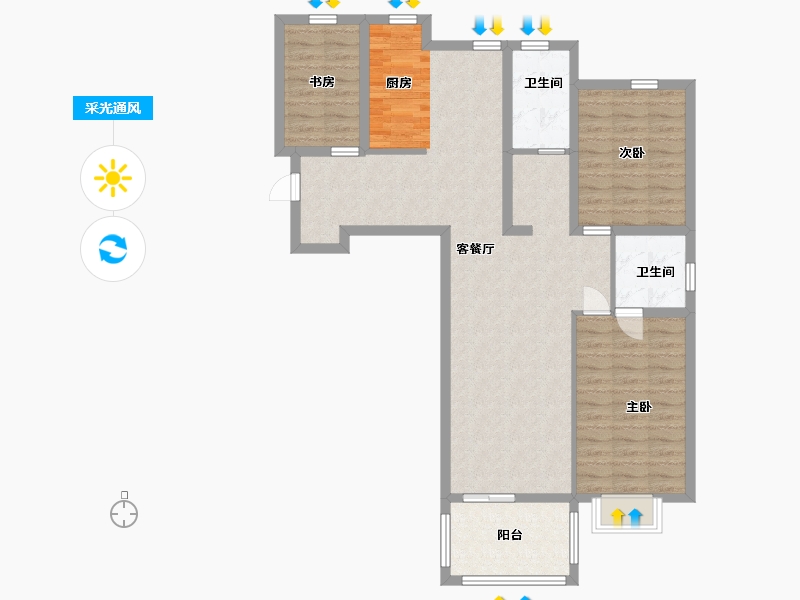 江苏省-淮安市-杉杉东方世纪城-98.40-户型库-采光通风