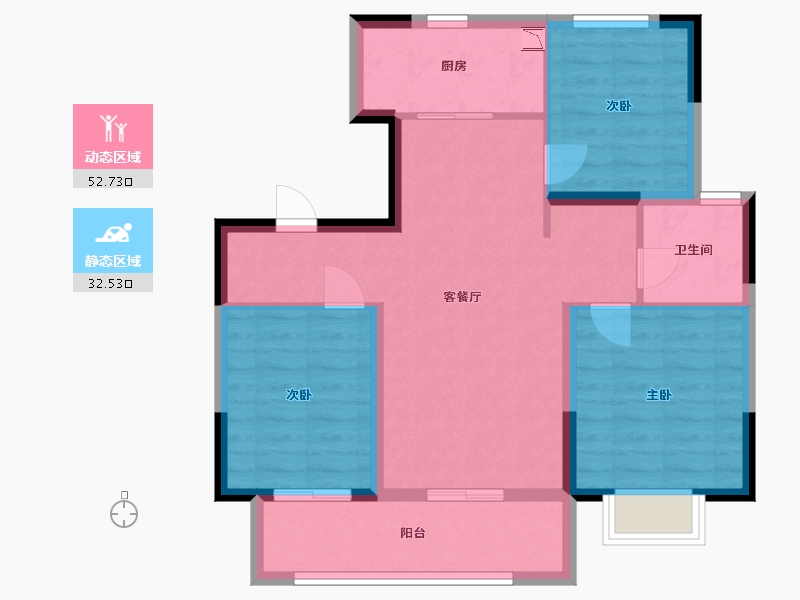 江苏省-南通市-丽景湾Plus-76.00-户型库-动静分区